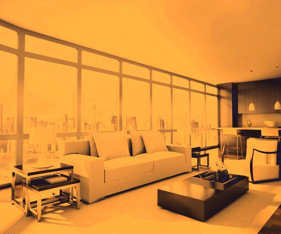 Квартира с видом на мегаполис обои