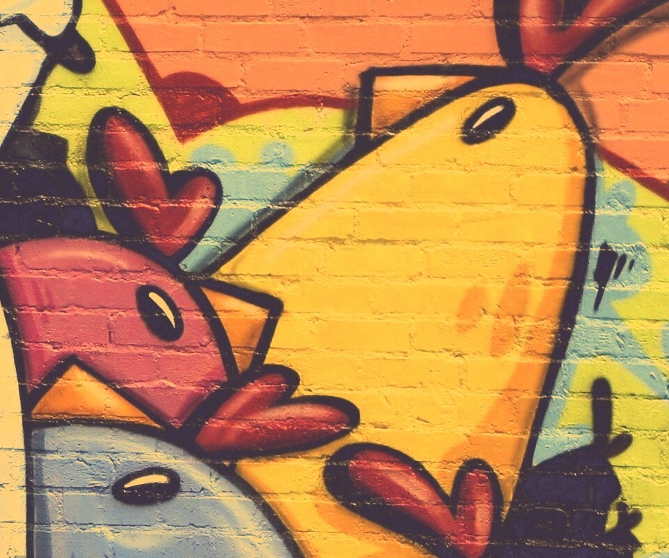 Граффити Курица с цыплятами обои