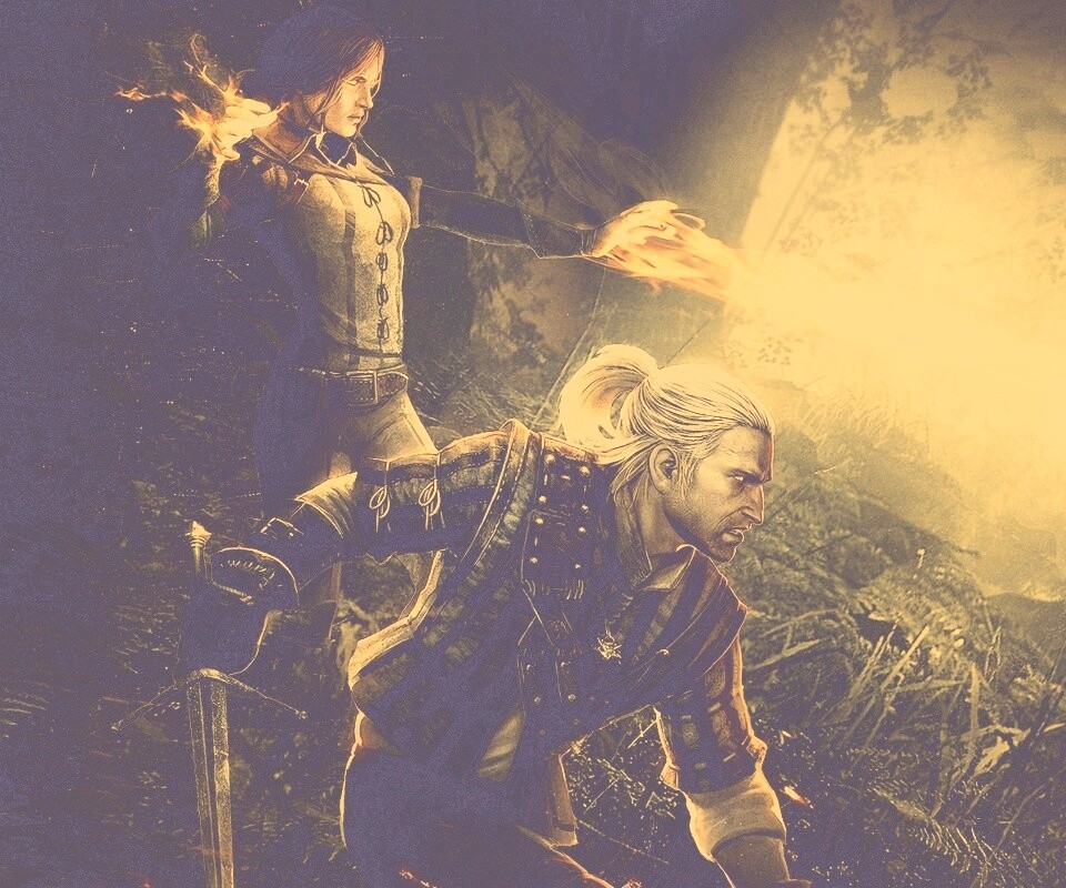 Геральт и Трисс в бою обои