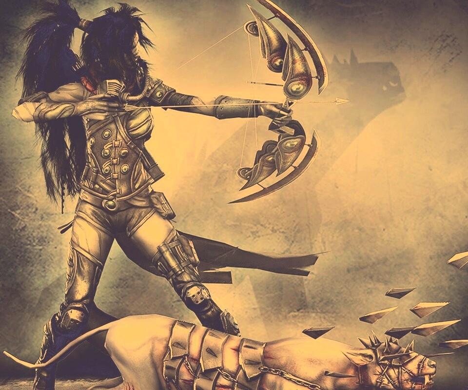 Лучница с боевым псмо обои