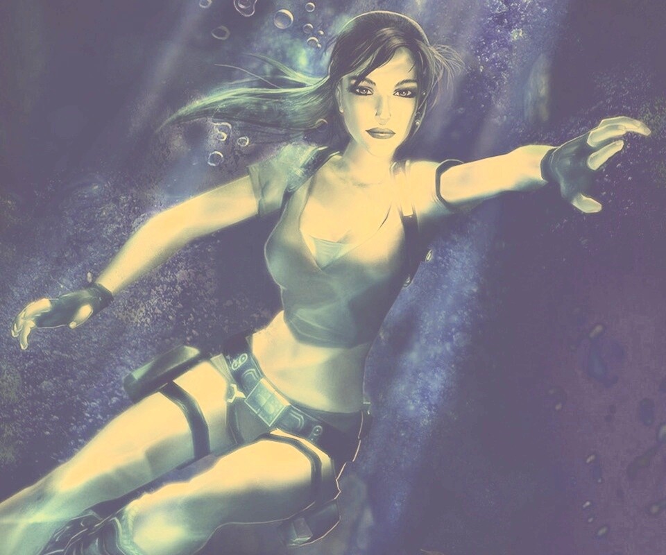 Лара под водой обои