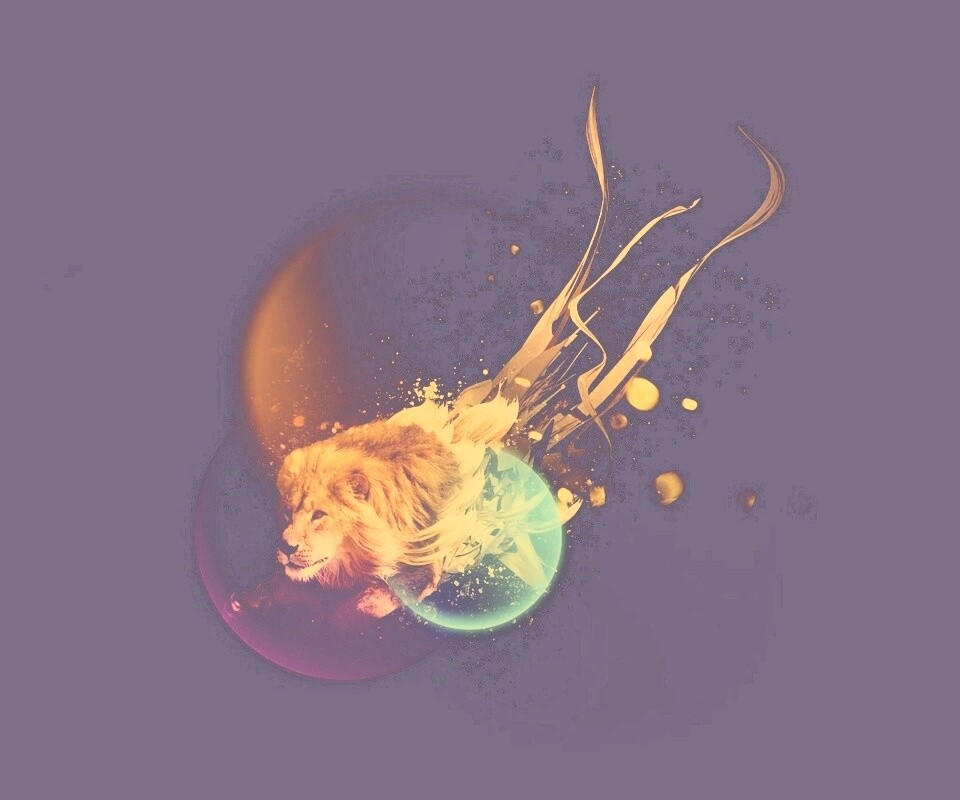 Лев в абстарктой фигне обои