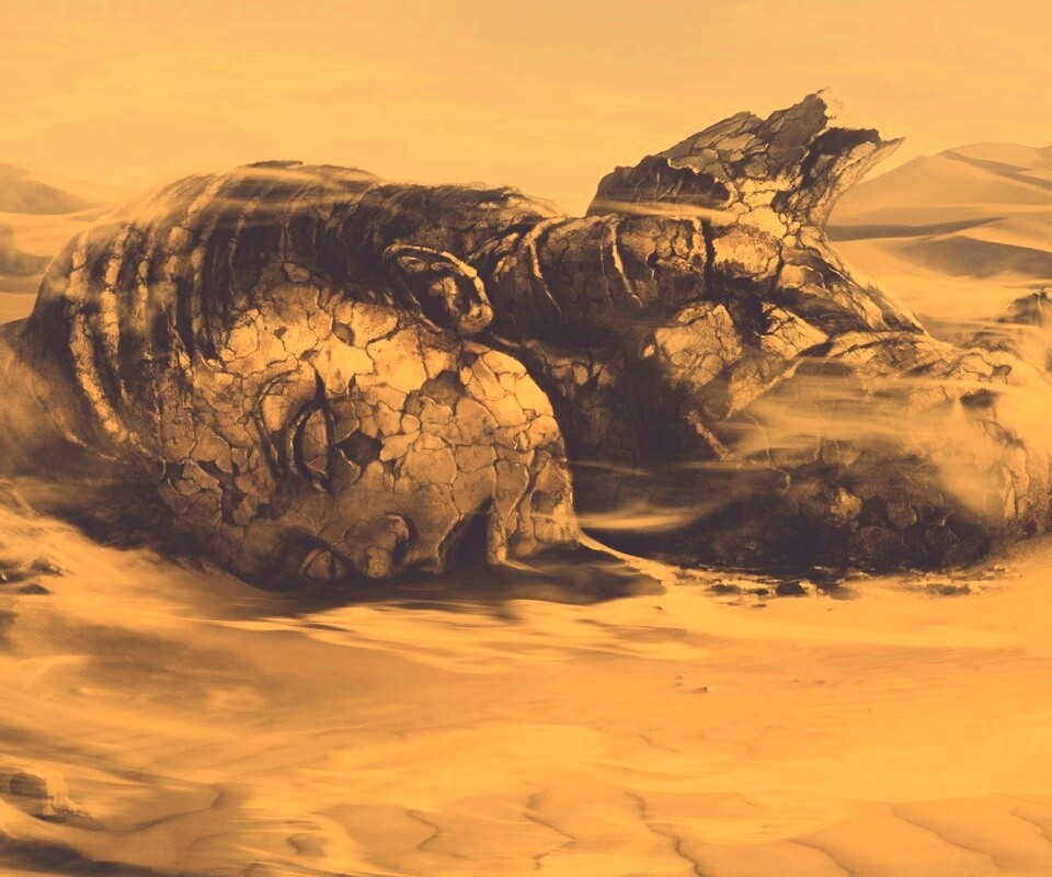 Развалины статуи в пустыне обои