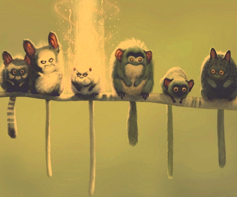 Существа на ветке обои