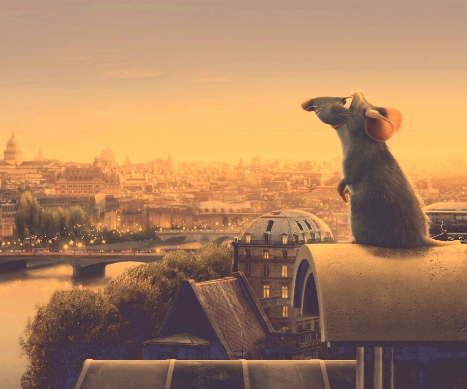 Рататуй на фоне Парижа обои