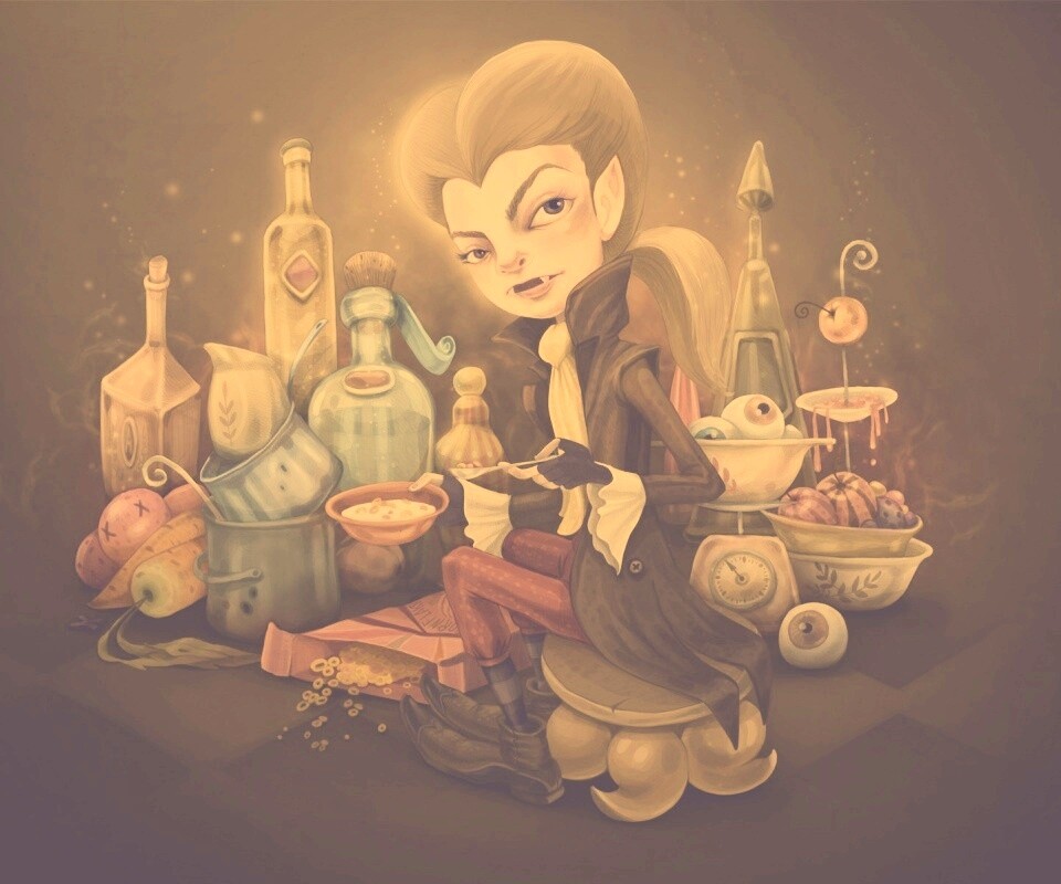 Вампир на кухне обои