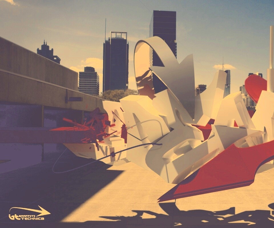 Трехмерное граффити обои