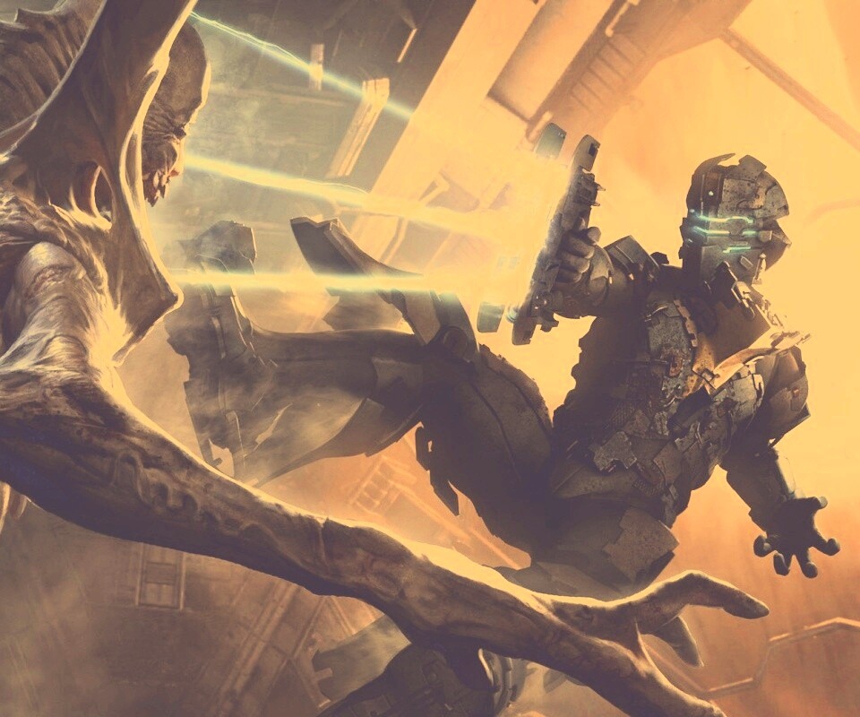 Айзек Кларк стреляет в монстра обои