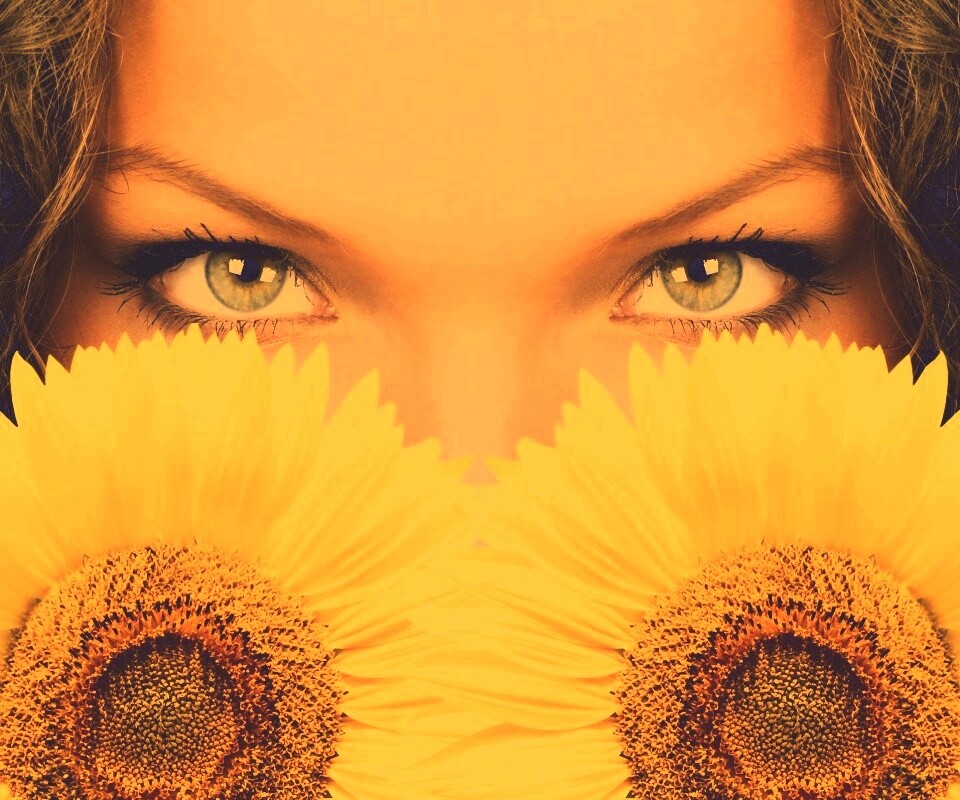 Девушка с желтыми ромашками обои