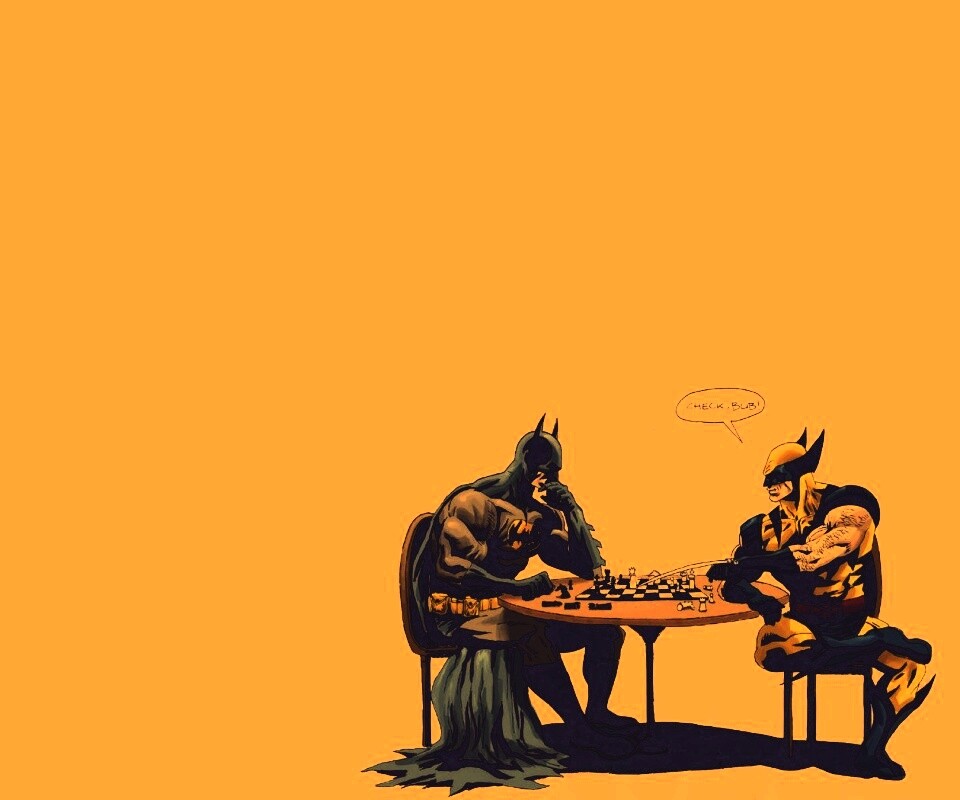 Бэтмен и Расомаха играют в шахматы обои