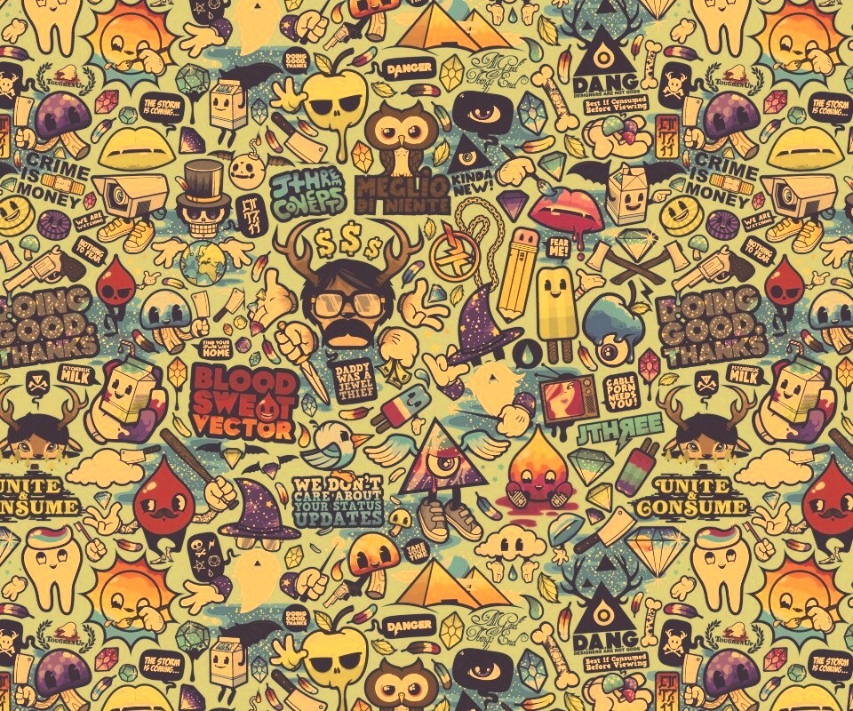 Коллаж из мультяшных картинок обои