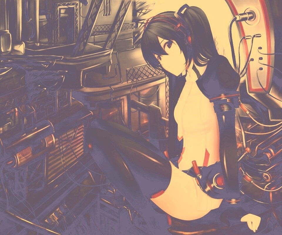 Девушка в наушниках обои