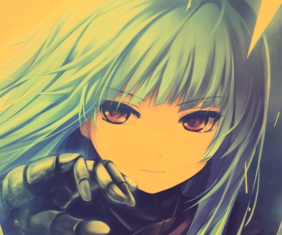 Аниме девушка с голубыми волосами обои