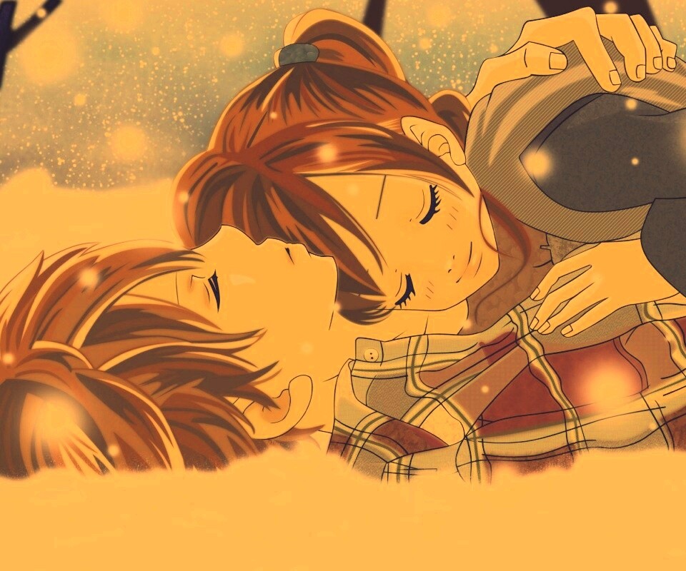 Двое на снегу из Bokura Ga Ita обои