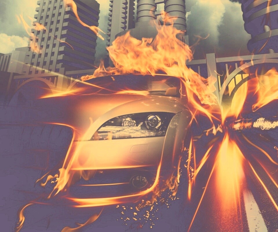 Ауди в огне обои