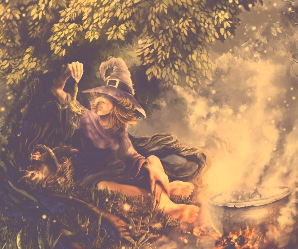 Ведьма варит зелье обои