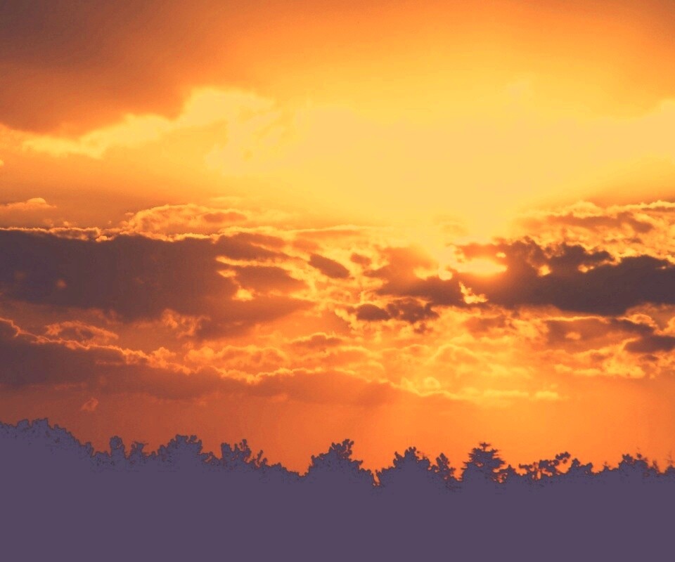 Ярко-оранжевое закатное небо обои