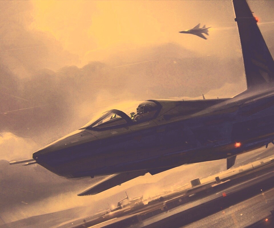 Истребитель на взлете обои