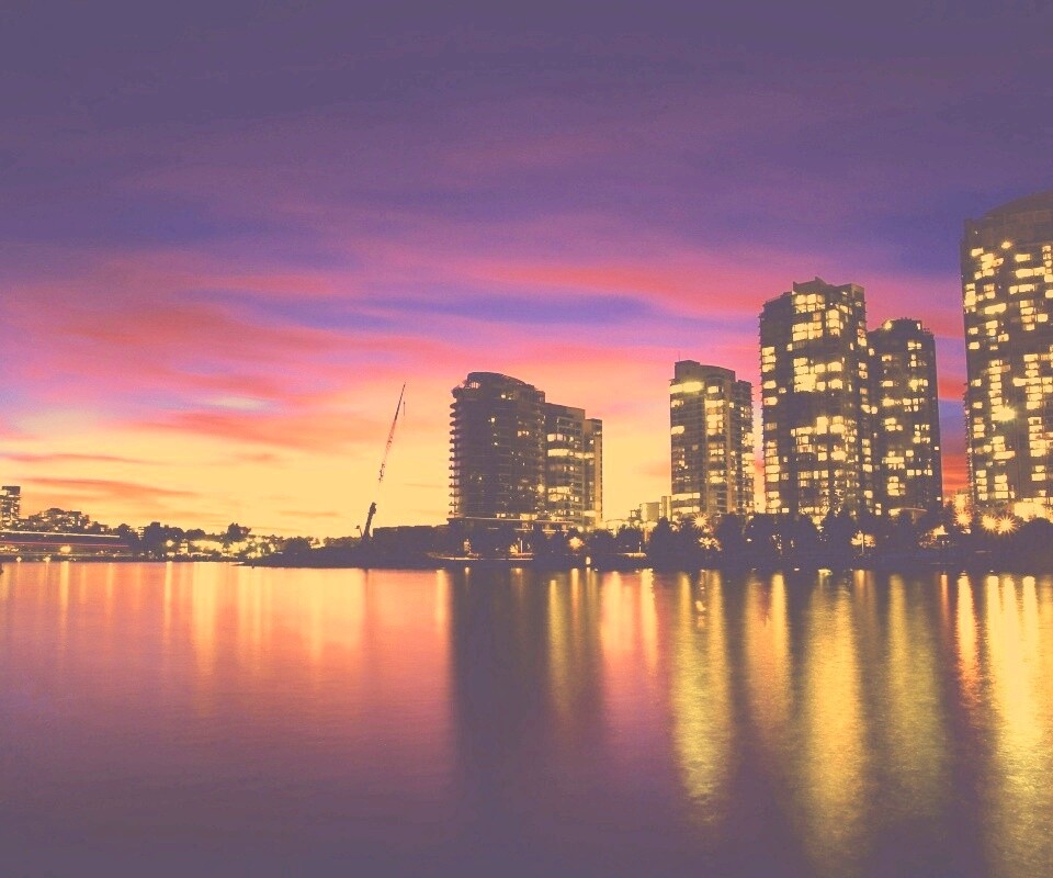 Фиолетовый закат в Ванкувере обои