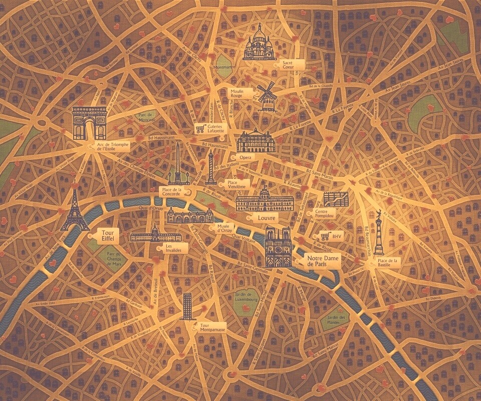 Карта Парижа обои