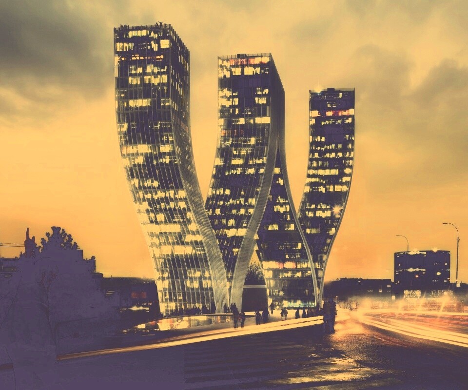 Здание в форме буквы W обои