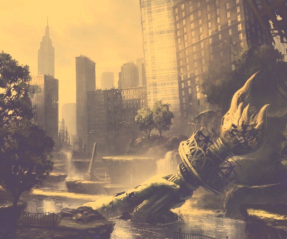 Руины статуи свободы обои