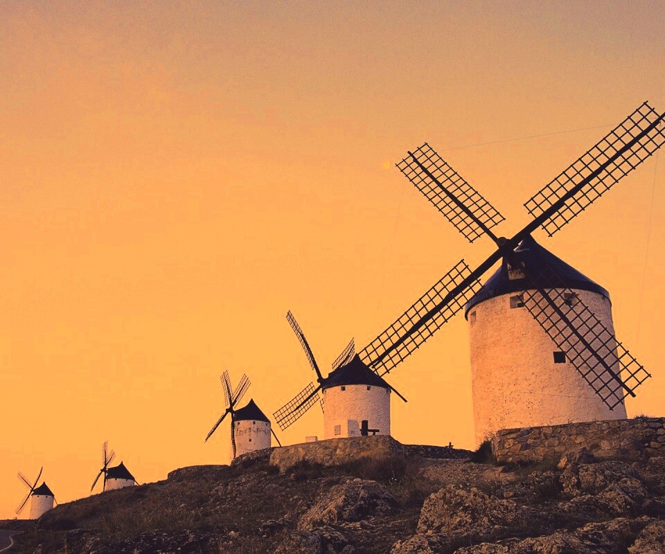 Пейзаж из ветряных мельниц обои