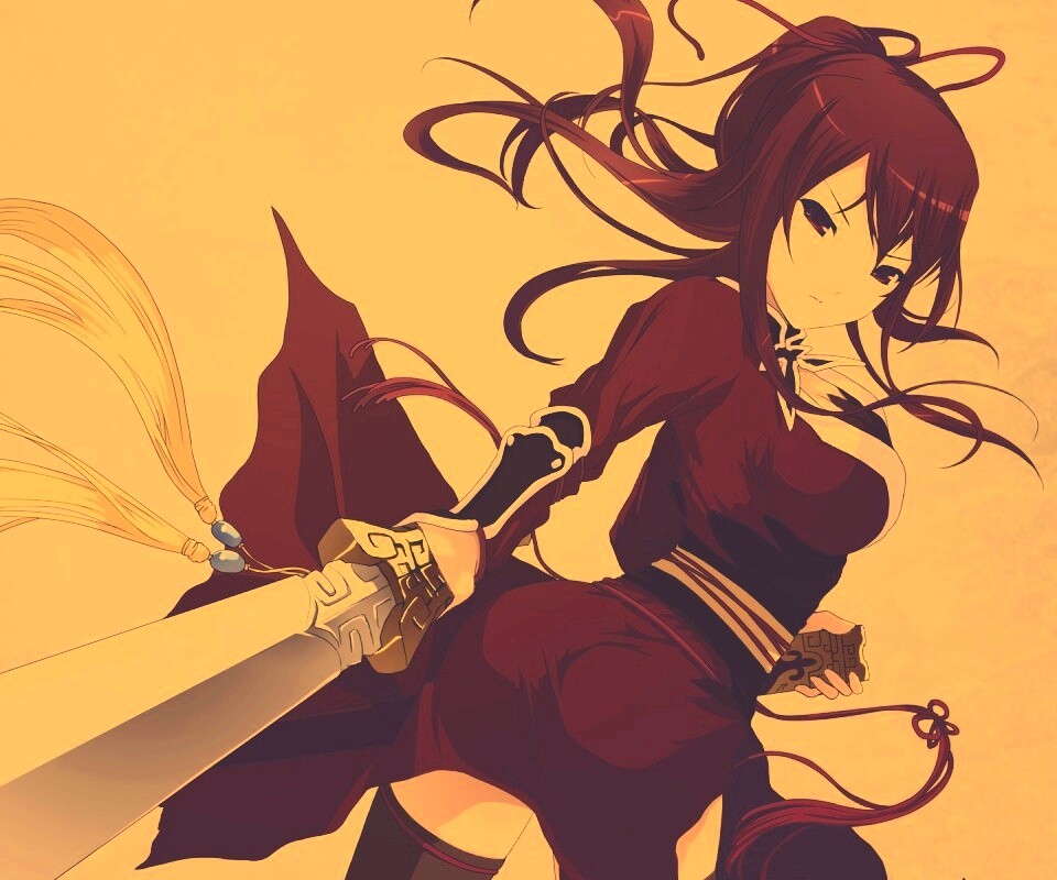 Рыжая девочка с мечем обои