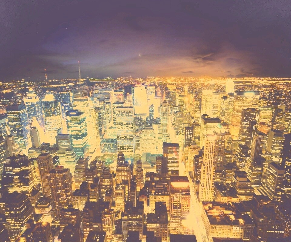 Вид на ночной Нью-Йорк обои