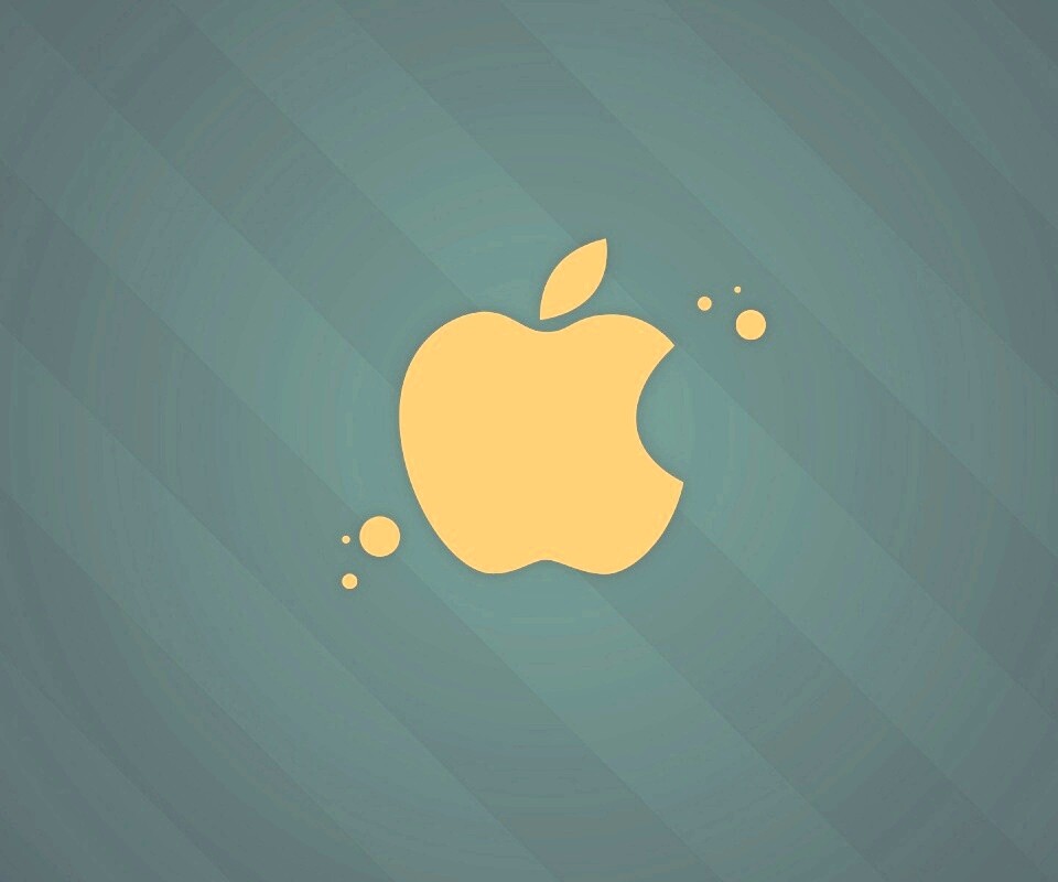 Логотип Apple на фоне голубых полос обои