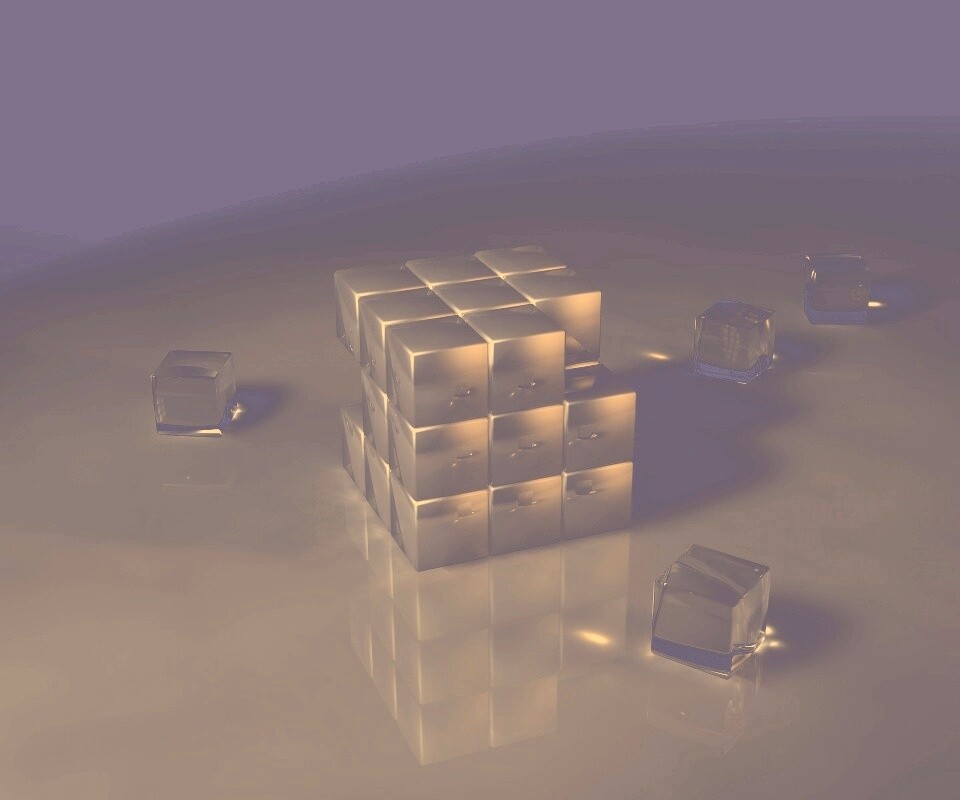 Кубик рубика из стекла обои