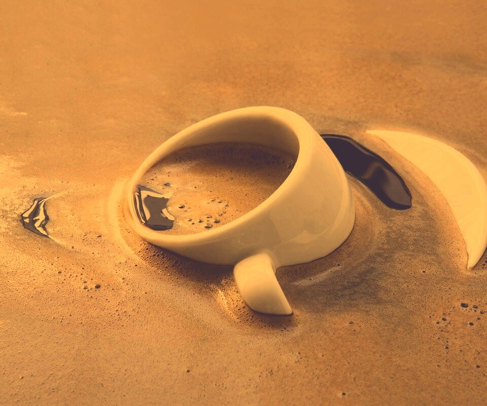 Чашка тонет в кофе обои