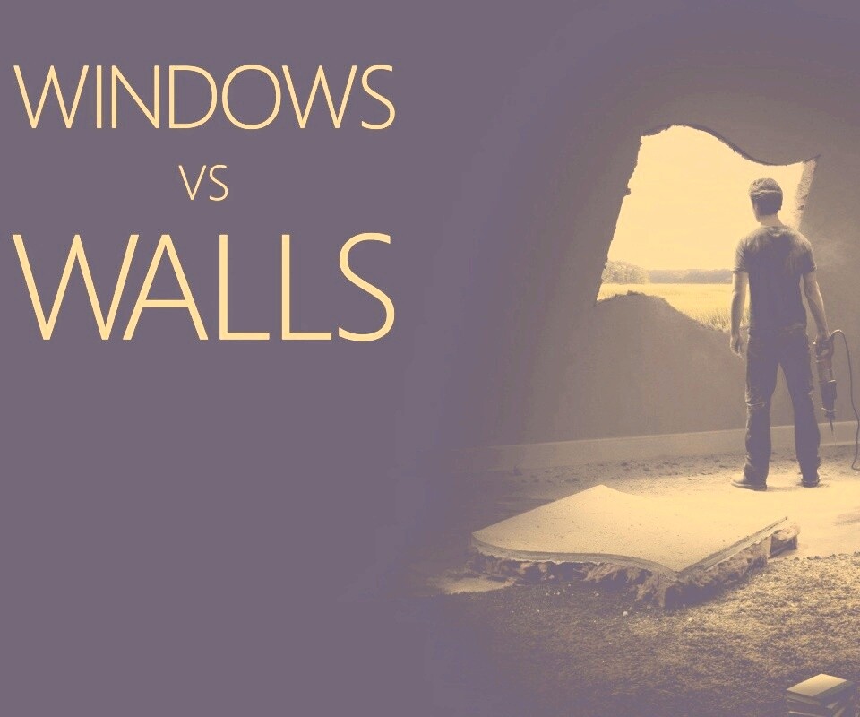 Windows против стен обои