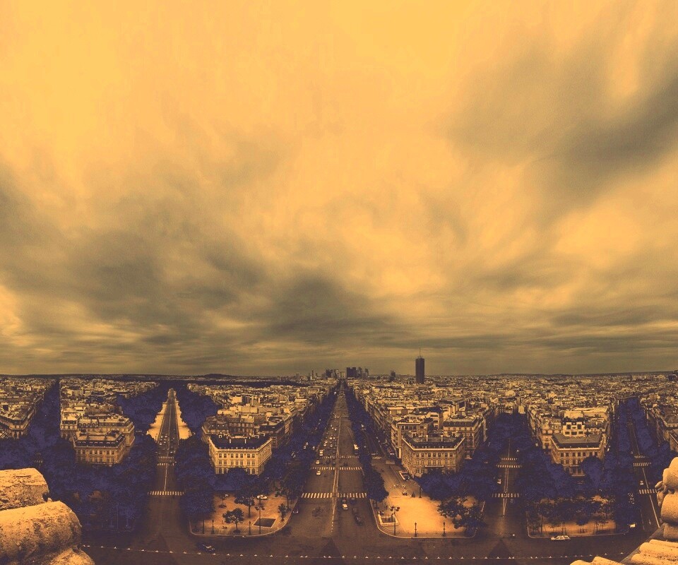 Париж широкоугольным объективном обои