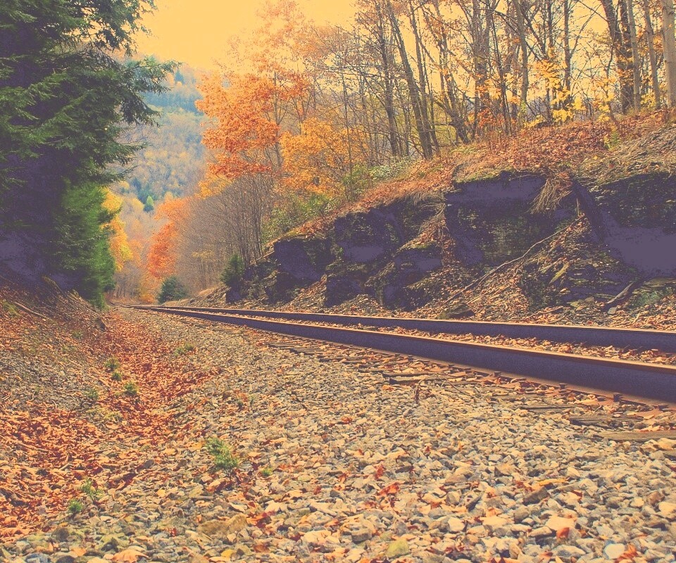 Железная дорога в скалистой местности обои