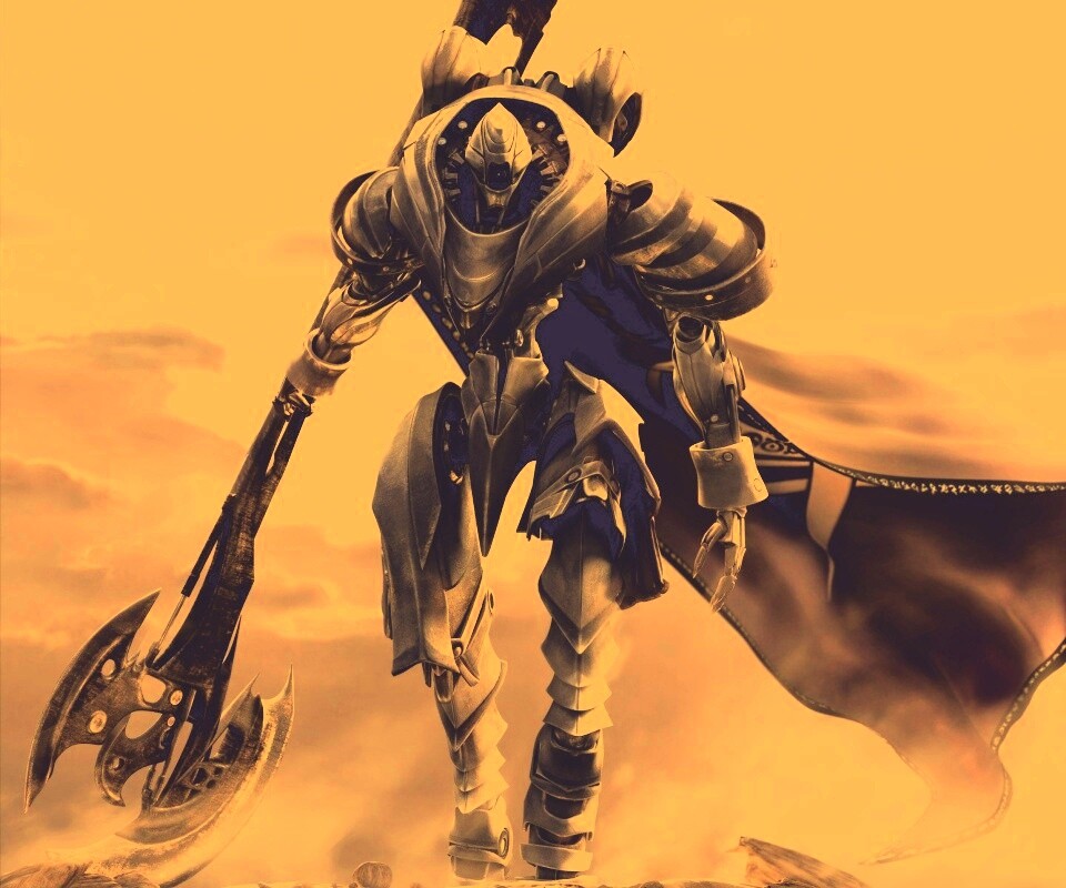 Боевой робот с топором в руке обои