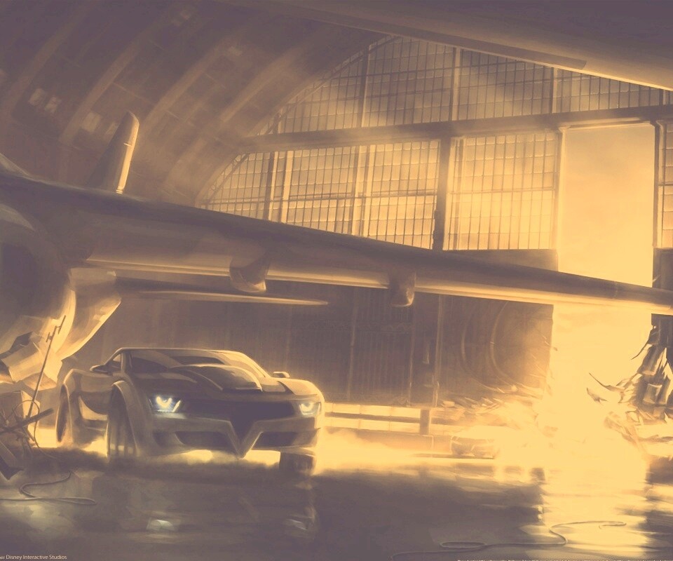 Машины въезжают в ангар обои