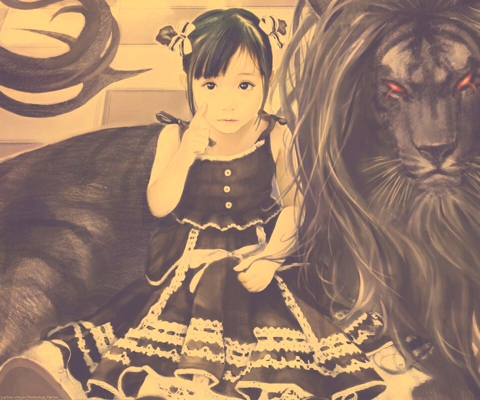 Тёмный лев обои