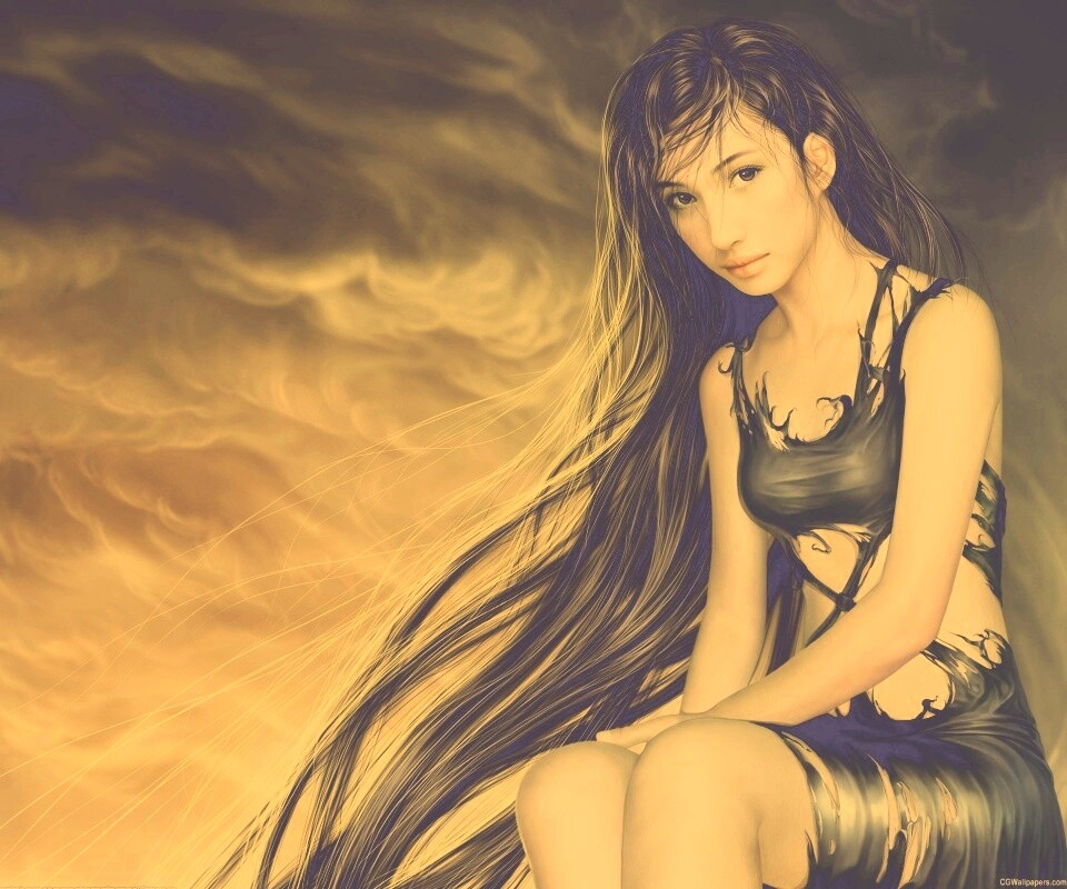 Девушка с длинными волосами обои