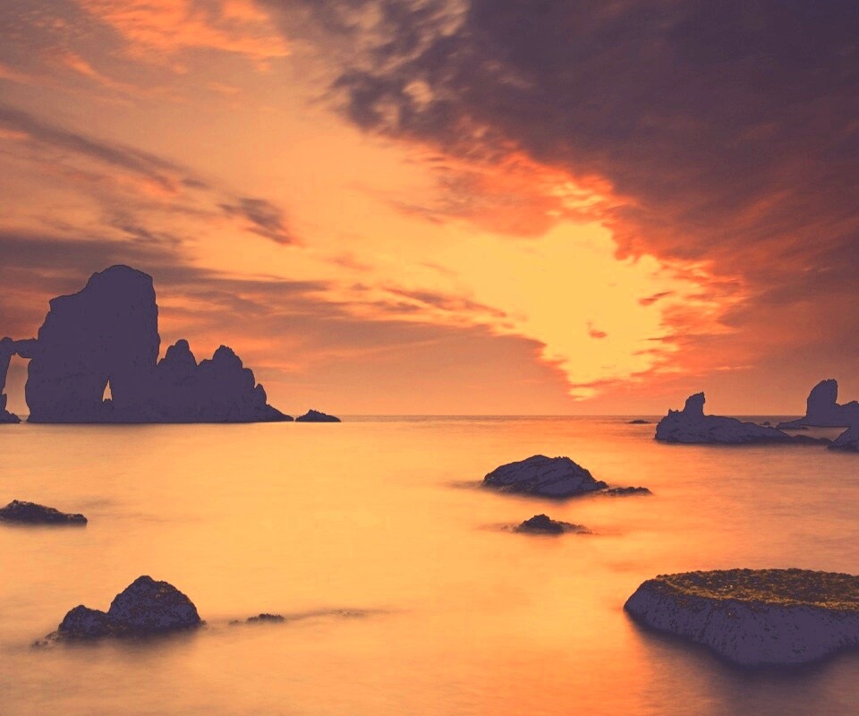 Закат на море обои