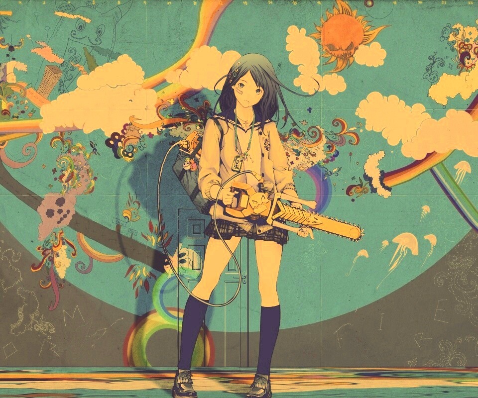 Девушка с бензопилой обои