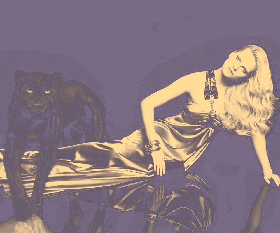 Красотка с пантерой обои