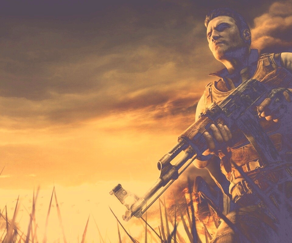 С оружием и в бронежилете обои