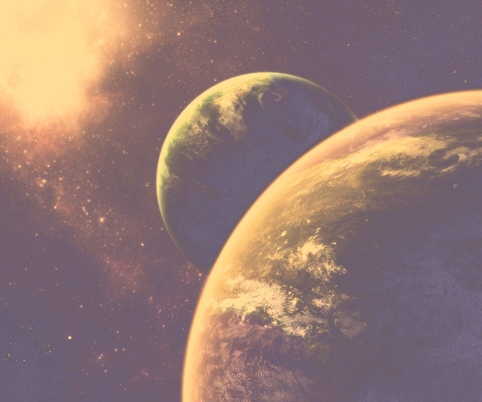 Две планеты в космосе обои