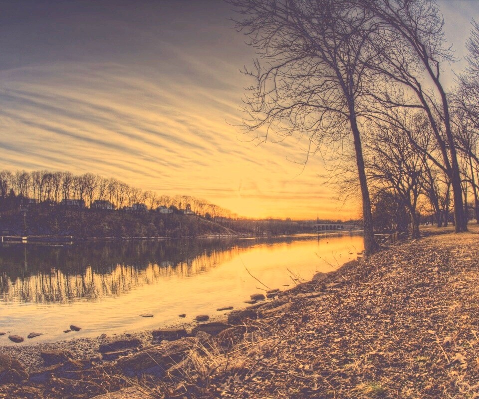 Осенний закат обои