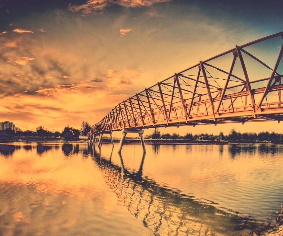 Мост через реку обои