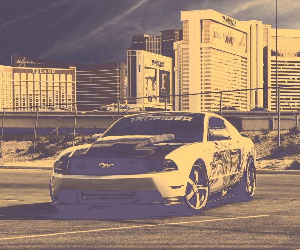 Мустанг на парковке обои