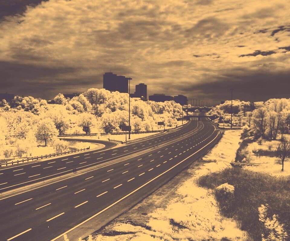 Черно-белое шоссе обои