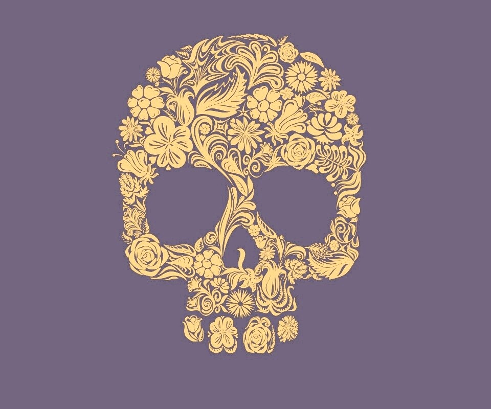 Череп из векторных цветов обои