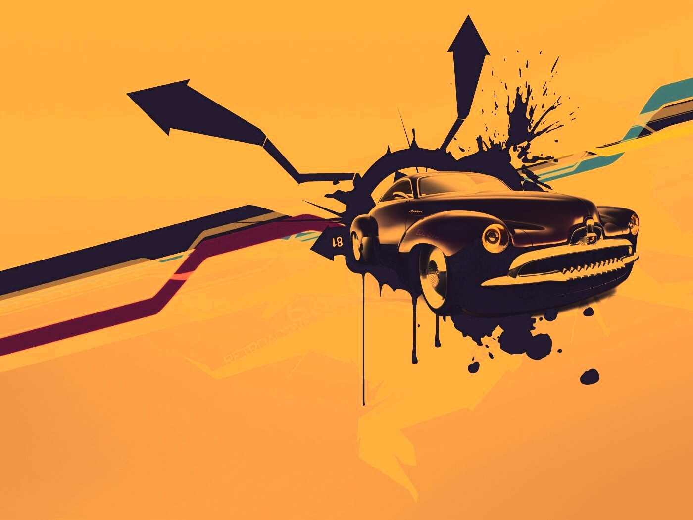 Абстракция с ретро авто обои